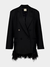 Paula Marys Black Embroidered Blazer with Feathers