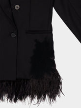 Paula Marys Black Embroidered Blazer with Feathers