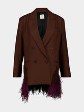 Paula Marys Potting Soil Embroidered Blazer with Feathers