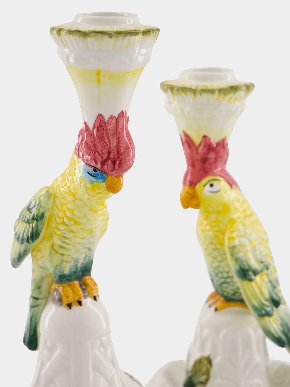 Set of Two Parrot Ceramic Candle Holders