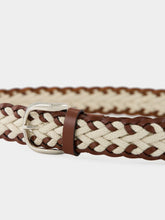 Brunello Cucinelli Beige Braided Leather and Canvas Belt