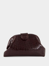 Paula Mavie Bordeaux Croco Leather Clutch with Closure