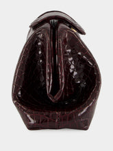Paula Mavie Bordeaux Croco Leather Clutch with Closure