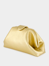 Paula Mavie Gold Leather Clutch with Closure