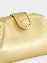 Paula Mavie Gold Leather Clutch with Closure