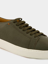 Santoni Green Tumbled Leather Sneakers