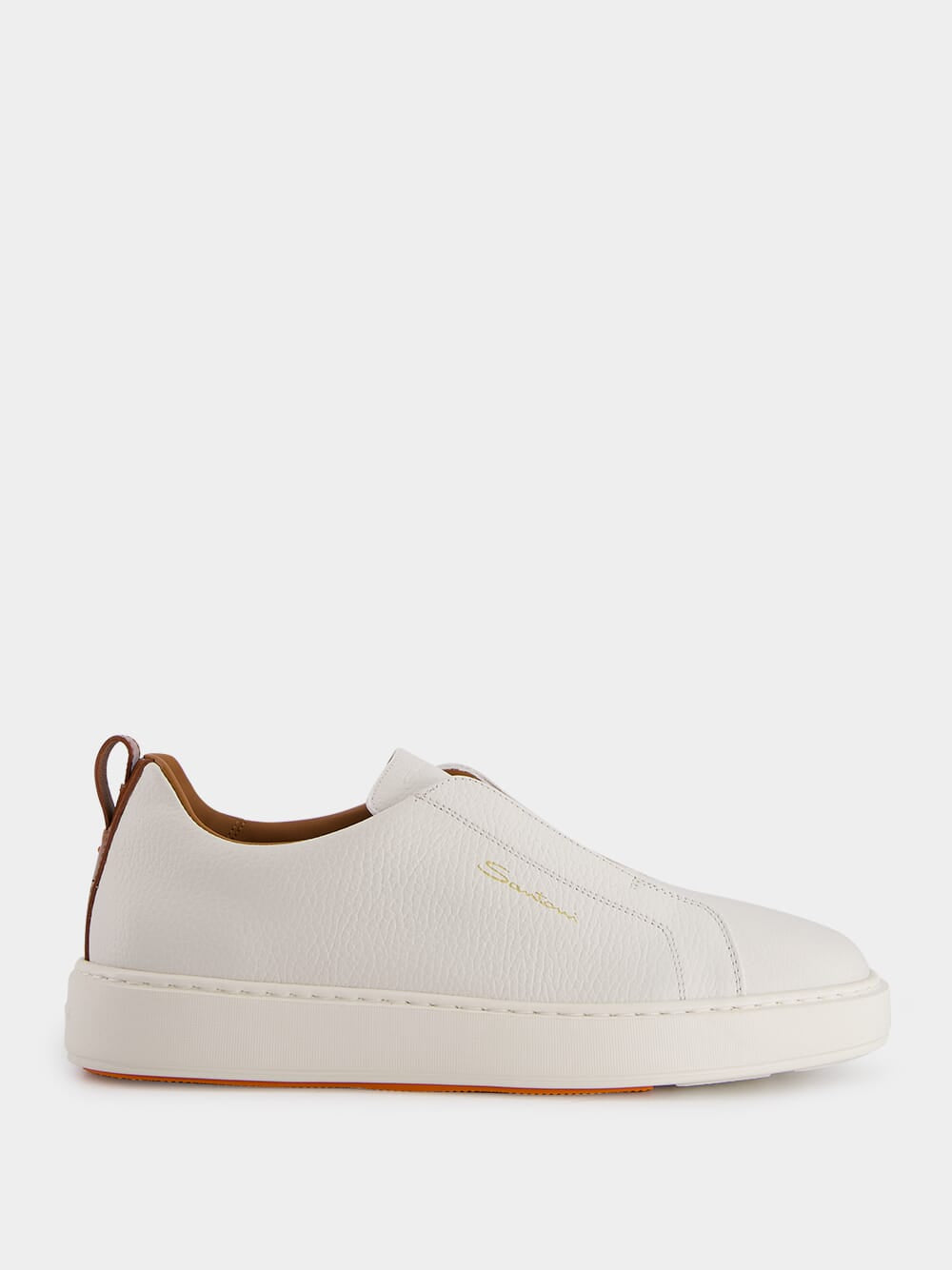 White Leather Slip-On Sneakers