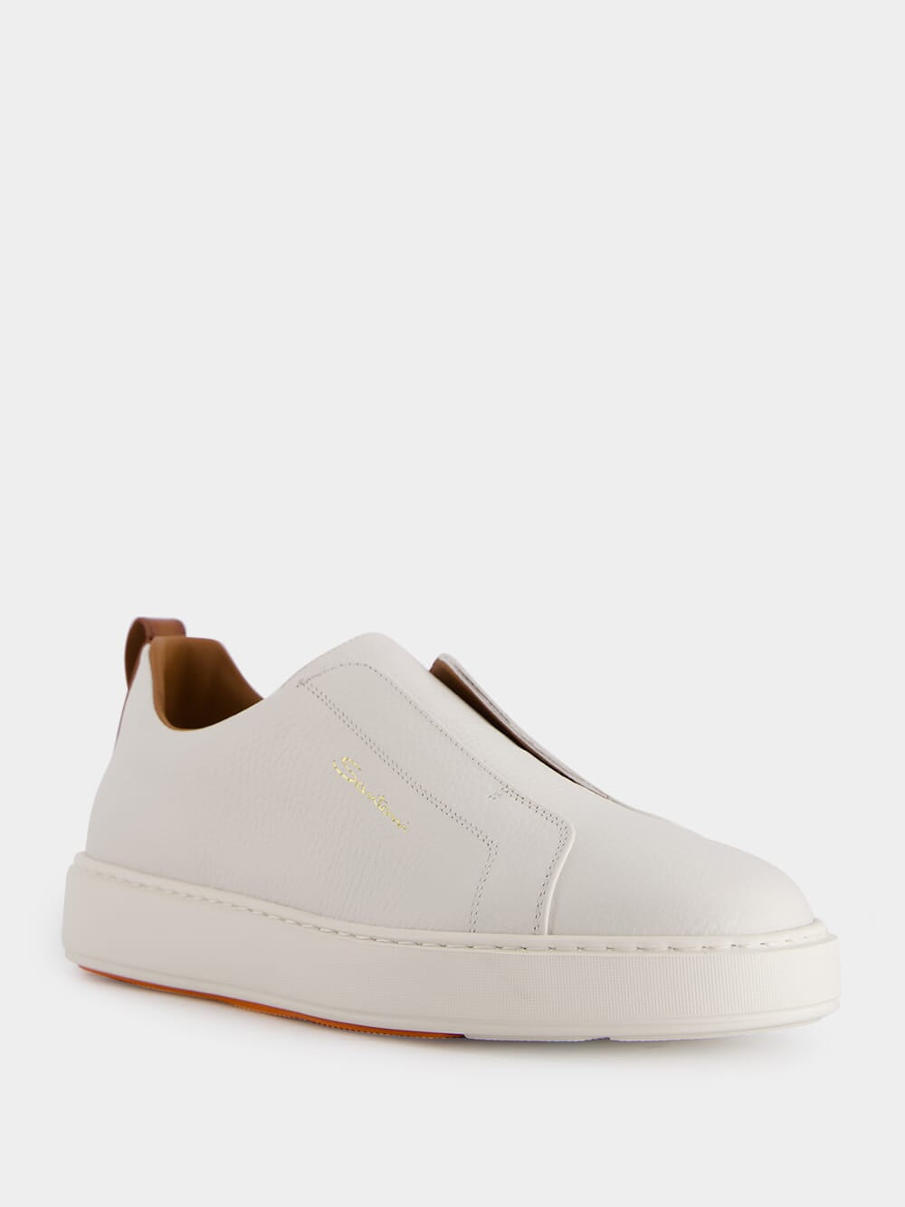 White Leather Slip-On Sneakers