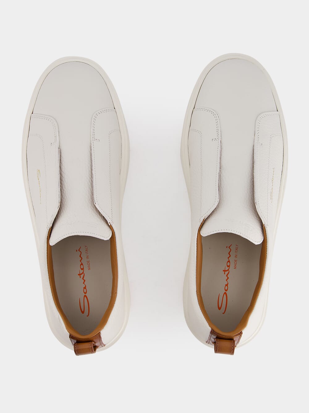 White Leather Slip-On Sneakers