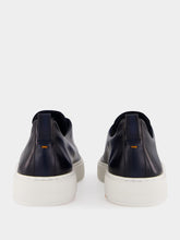 Santoni Blue Calf Leather Slip-On Sneakers