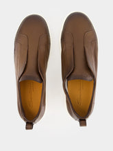 Santoni Brown Cleanic Leather Slip-On Sneakers