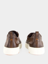 Santoni Brown Cleanic Leather Slip-On Sneakers