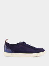 Santoni Blue Suede Calf Leather Sneakers