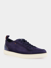 Santoni Blue Suede Calf Leather Sneakers