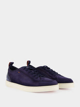 Santoni Blue Suede Calf Leather Sneakers
