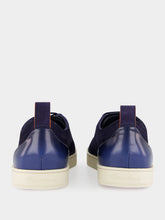 Santoni Blue Suede Calf Leather Sneakers