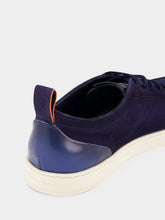 Santoni Blue Suede Calf Leather Sneakers
