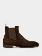 Santoni Dark Brown Suede Chelsea Boots