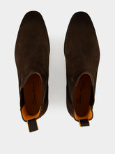 Santoni Dark Brown Suede Chelsea Boots
