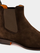 Santoni Dark Brown Suede Chelsea Boots