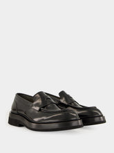 Santoni Black Penny Gunder Loafers