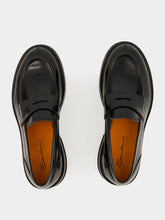 Santoni Black Penny Gunder Loafers