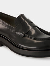 Santoni Black Penny Gunder Loafers