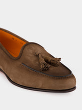 Santoni Brown Nubuck Andrea Tassel Loafers