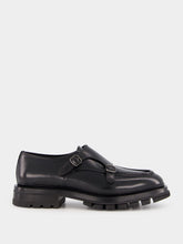 Santoni Black Polished Leather Double Buckle Shoes