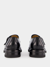 Santoni Black Polished Leather Double Buckle Shoes