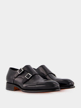 Santoni Leather Double-Buckle Shoes