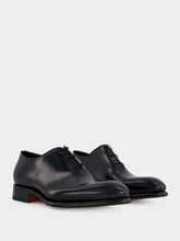 Santoni Polished Black Leather Oxford Shoes