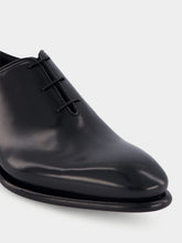Santoni Polished Black Leather Oxford Shoes