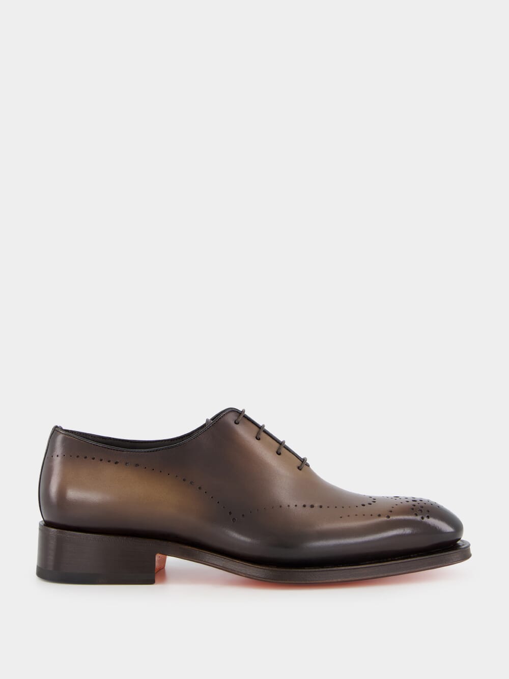 Dark Brown Leather Oxford Shoes with Brogue Detail