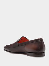 Santoni Carlos Leather Monk Shoes in Dark Brown
