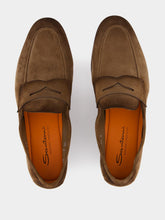 Santoni Light Brown Suede Carlo Loafers