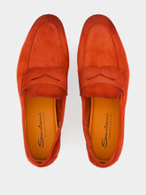 Santoni Red Suede Carlo Loafers