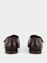 Santoni Dark Brown Leather Single Monk Strap Shoes