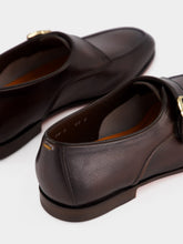 Santoni Dark Brown Leather Single Monk Strap Shoes