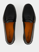 Santoni Black Quentin Leather Loafers