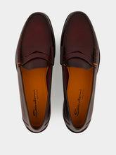 Santoni Bordeaux Quentin Leather Loafers