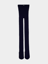 Miu Miu Navy Blue Ribbed Cotton Tights