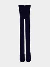Miu Miu Navy Blue Ribbed Cotton Tights