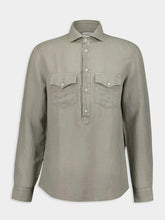 Brunello Cucinelli Sage Linen-Cotton Shirt