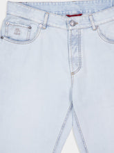Brunello Cucinelli Light Blue Washed Cuffed-Hem Jeans