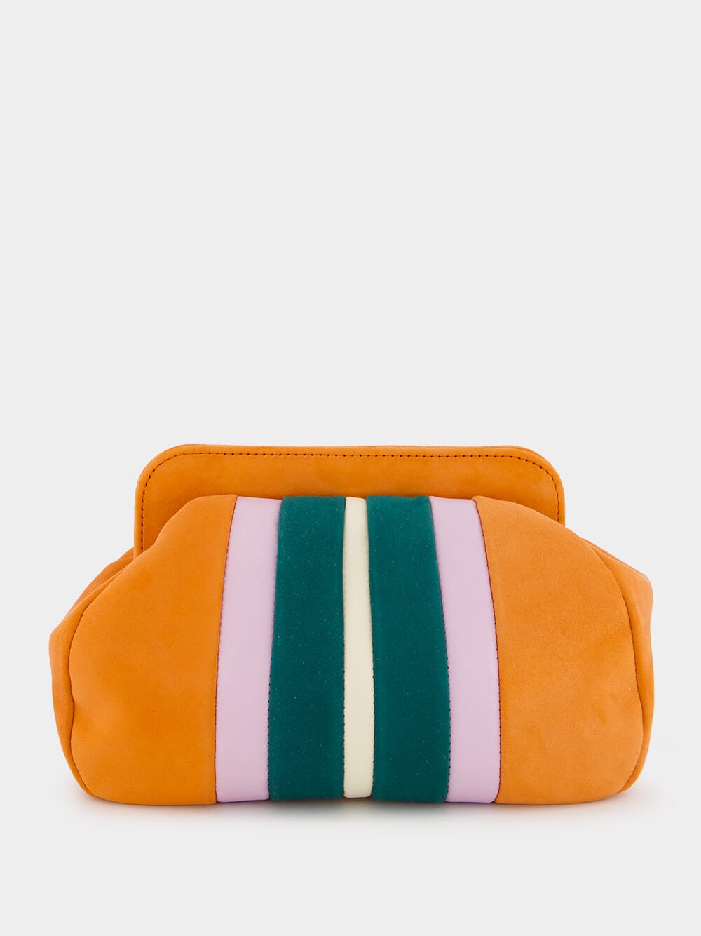 Medine Orange Leather And Suede Clutch