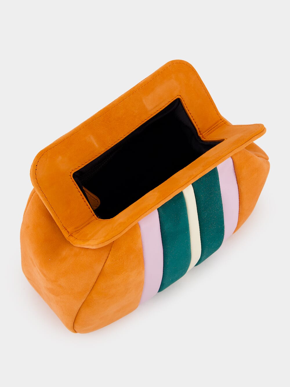 Medine Orange Leather And Suede Clutch