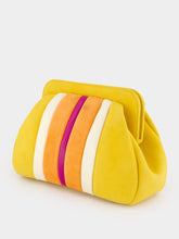 Paula Medine Golden Yellow Leather and Suede Clutch
