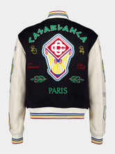 Casablanca Navy Chenille Patchwork Bomber Jacket