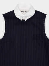 Miu Miu Navy Pinstriped Sleeveless Dress